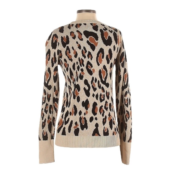 🌺 A New Day Leopard Print Tan Stretchy Pullover Sweater Size XL Soft Knit - Picture 2 of 9